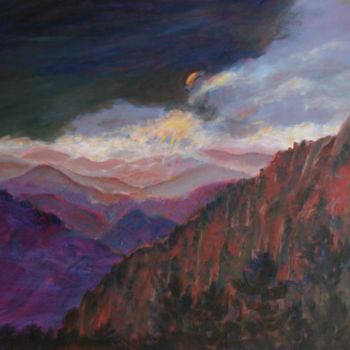 Pintura titulada "Sunset at Huang Shan" por Diana Li, Obra de arte original