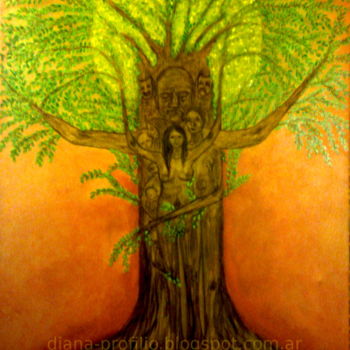 Malerei mit dem Titel "El árbol de la vida" von Diana Profilio, Original-Kunstwerk