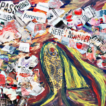 Collages getiteld "Passions of a Fish" door Diana Ringo, Origineel Kunstwerk, Gouache