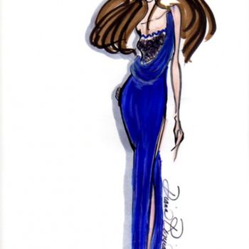 Drawing titled "Blue Velvet" by Diana Rivera, Original Artwork, Other