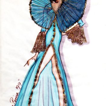 Zeichnungen mit dem Titel "Elizabethan Robe" von Diana Rivera, Original-Kunstwerk, Andere