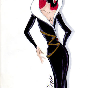 Drawing titled "Black Tulip Couture" by Diana Rivera, Original Artwork, Other