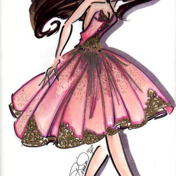 Drawing titled "Pink Ballerina" by Diana Rivera, Original Artwork, Other