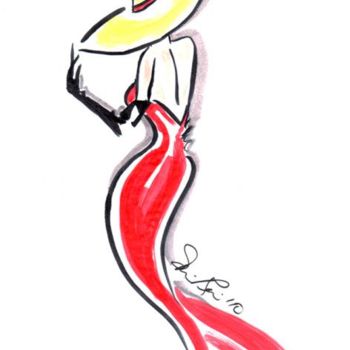 Drawing titled "Red Gown Silhouette…" by Diana Rivera, Original Artwork, Other