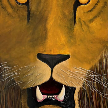 Painting titled "Le lion" by Dianaskova Art, Original Artwork, Acrylic