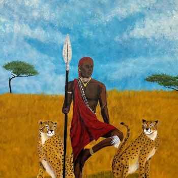 Pittura intitolato "La savane africaine" da Dianaskova Art, Opera d'arte originale, Acrilico