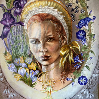 Painting titled "Springtime Innocence" by Diana Toma, Original Artwork, Acrylic