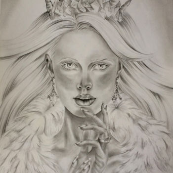 Drawing titled "Ice Queen" by Diana Toma, Original Artwork, Graphite
