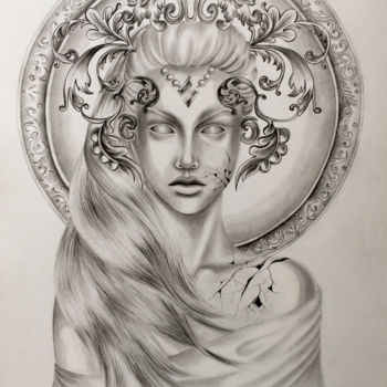 Drawing titled "Shattered" by Diana Toma, Original Artwork, Graphite