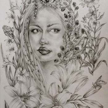Drawing titled "Pearl" by Diana Toma, Original Artwork, Graphite