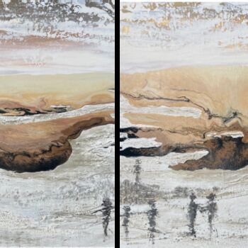 Картина под названием "Guidel (quadriptyqu…" - Diane Breton, Подлинное произведение искусства, Акрил Установлен на Деревянна…