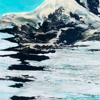 Painting titled "Le glacier de vallée" by Diane Breton, Original Artwork, Acrylic Mounted on Wood Stretcher frame