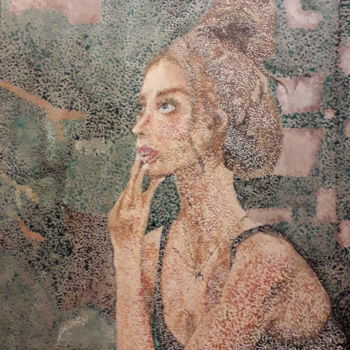 Peinture intitulée "Dame regardant au l…" par Diane Busso, Œuvre d'art originale, Acrylique