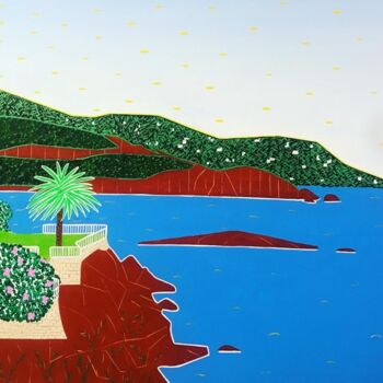 Painting titled "Cap Esterel" by Diane.Lb, Original Artwork, Acrylic Mounted on Wood Stretcher frame