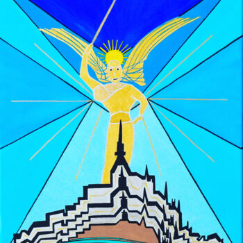Malerei mit dem Titel "Archange Saint-Mich…" von Diane.Lb, Original-Kunstwerk, Acryl Auf Keilrahmen aus Holz montiert