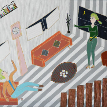 Peinture intitulée "C'EST L'HEURE" par Diane.Lb, Œuvre d'art originale, Acrylique Monté sur Châssis en bois