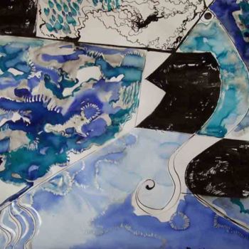 Peinture intitulée "Mer et soleil" par Diane Medus, Œuvre d'art originale