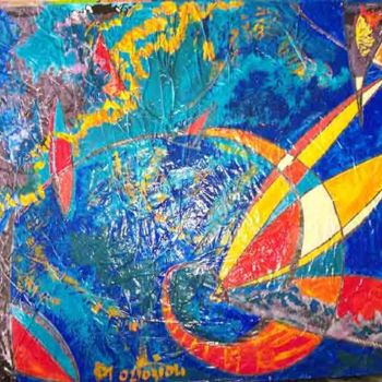 Painting titled "Fond sous-marin" by Diane Medus, Original Artwork, Acrylic