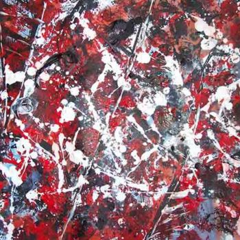 Peinture intitulée "Arbre de vie rouge…" par Diane Medus, Œuvre d'art originale, Encre