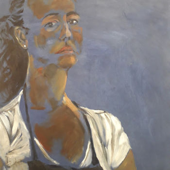 Peinture intitulée "Autoportrait sur fo…" par Diane Medus, Œuvre d'art originale, Huile