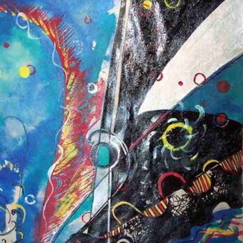 Malerei mit dem Titel "Le navire Europe, I…" von Diane Medus, Original-Kunstwerk, Tinte
