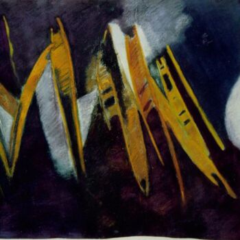 Peinture intitulée "Nuit africaine II" par Diane Medus, Œuvre d'art originale, Pastel