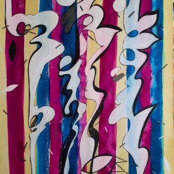 Peinture intitulée "Courbes blanches, e…" par Diane Medus, Œuvre d'art originale, Encre