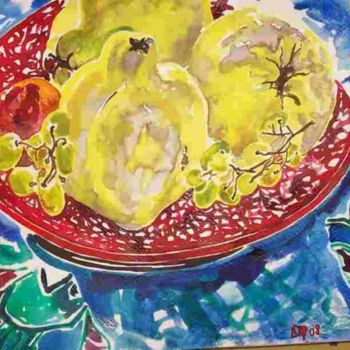 绘画 标题为“L'assiette de coings” 由Diane Medus, 原创艺术品, 其他