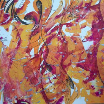 Peinture intitulée "Valse orange" par Diane Medus, Œuvre d'art originale, Huile