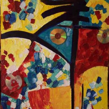 Painting titled "Composition aux dis…" by Diane Medus, Original Artwork