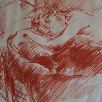 Disegno intitolato "Alanguie" da Diane Medus, Opera d'arte originale, Gesso