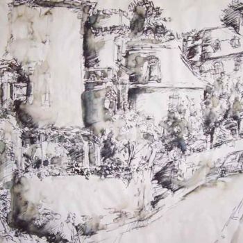 Peinture intitulée "Vue de Sarlat" par Diane Medus, Œuvre d'art originale, Huile