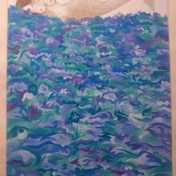 Dessin intitulée "La sirène et le pla…" par Diane Serard, Œuvre d'art originale, Crayon