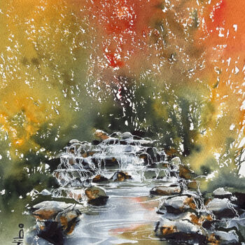 Peinture intitulée "Le ruisseau" par Diane Beaulieu, Œuvre d'art originale, Aquarelle