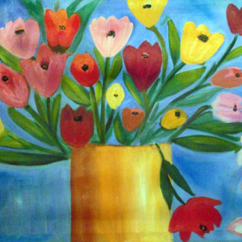 Pittura intitolato "I Tulipani" da Anna Laura Raffa (Diane Bonjour), Opera d'arte originale, Olio