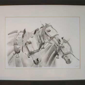 Dessin intitulée "Les chevaux au conc…" par Dianederh, Œuvre d'art originale, Crayon