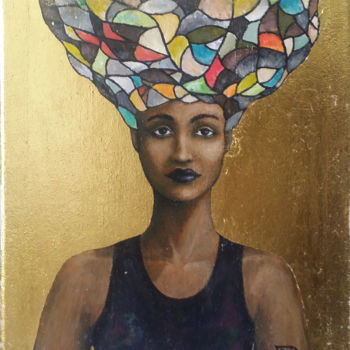 Peinture intitulée "Portrait Burkina 1" par Diane Robert Magnenan, Œuvre d'art originale, Acrylique