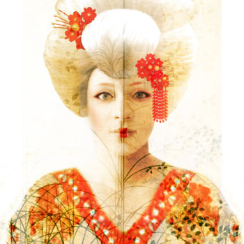 Grafika cyfrowa / sztuka generowana cyfrowo zatytułowany „Geisha albinos - va…” autorstwa Diane Robert Magnenan, Oryginalna…
