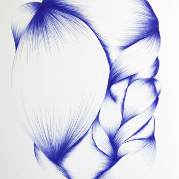 Drawing titled "Stylo bleu numéro 3" by Diane Tham Vo, Original Artwork, Ballpoint pen