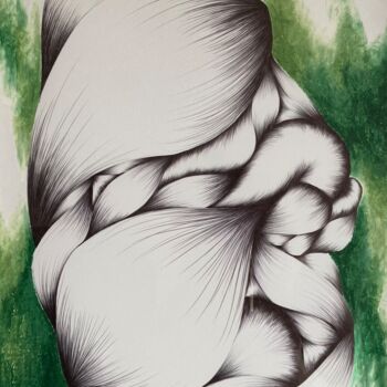 Rysunek zatytułowany „En vert” autorstwa Diane Tham Vo, Oryginalna praca, Długopis