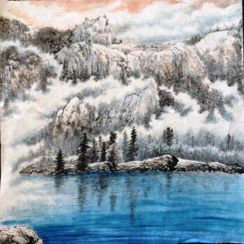Pittura intitolato "湖" da Dianlan, Opera d'arte originale, Inchiostro