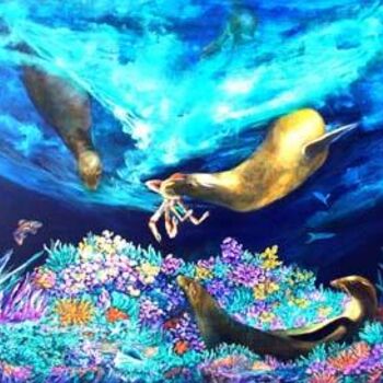 Painting titled "Sea Garden" by Dianne Roberson, Original Artwork, Oil