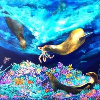 Картина под названием "Sea Garden" - Dianne Roberson, Подлинное произведение искусства