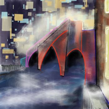 Digital Arts titled "The Bridge" by Dianne Bauer, Original Artwork, Digital Painting