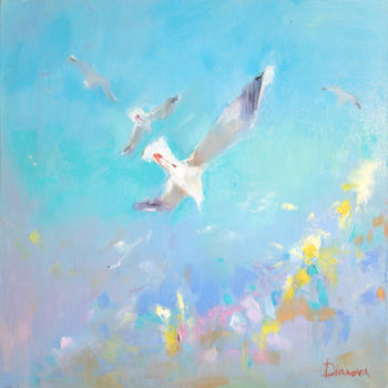 Ζωγραφική με τίτλο "Air, Sea & Seagulls" από Tatyana Bashtannik (Tatyana Dianova), Αυθεντικά έργα τέχνης, Λάδι