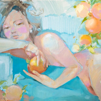 Malerei mit dem Titel "The one with apple" von Tatyana Bashtannik (Tatyana Dianova), Original-Kunstwerk, Öl
