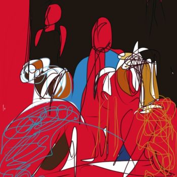 Arte digitale intitolato "Histoires au bar" da Dibasar, Opera d'arte originale