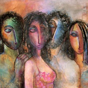 Pintura intitulada "Jeunes Epanouis" por Dibasar, Obras de arte originais, Óleo