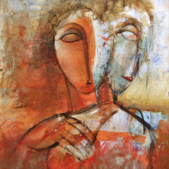 Painting titled "Couple Amoureaux _H…" by Dibasar, Original Artwork