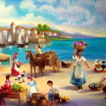 Картина под названием "Portugal Antigo" - Di Carvalho, Подлинное произведение искусства, Масло